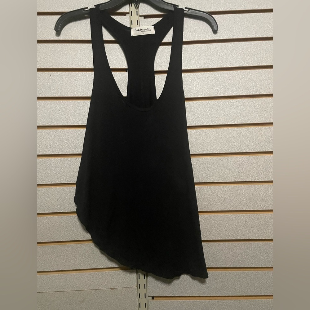 Impressions Black Large Flowy Layered Tank! Comfortable Stretch‎ Sexy! Racerback